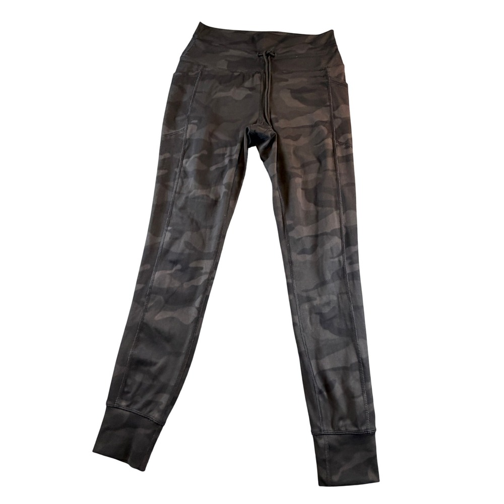 Spyder Active Womens Camo Leggings Black Charcoal High Waist Joggers Pockets